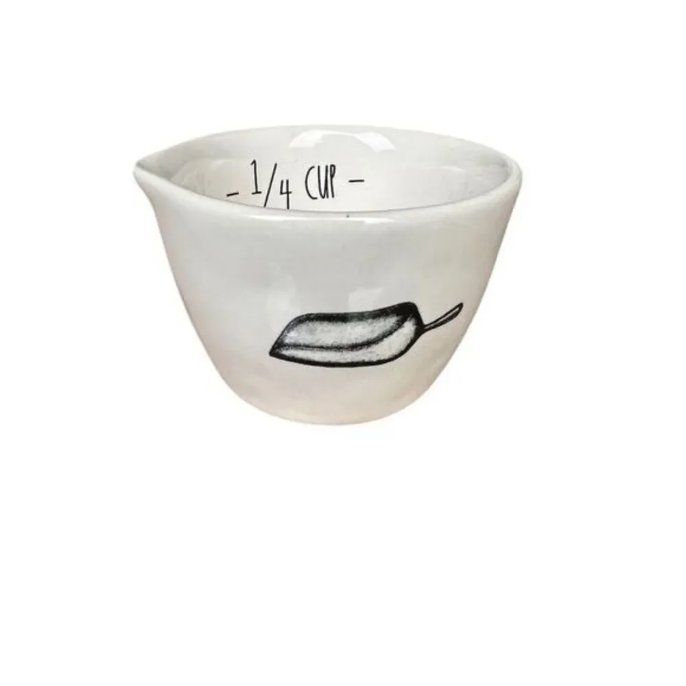 NWT Rae Dunn Icon Measuring‎ Cups 4-Piece Set White Nesting Kitchen Decor